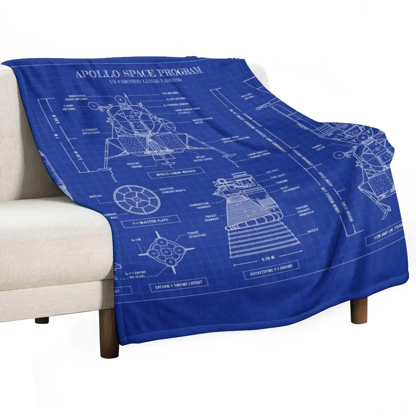 Apollo Program (Blueprint) Throw Blanket Camping Soft Plaid blankets ands Blankets