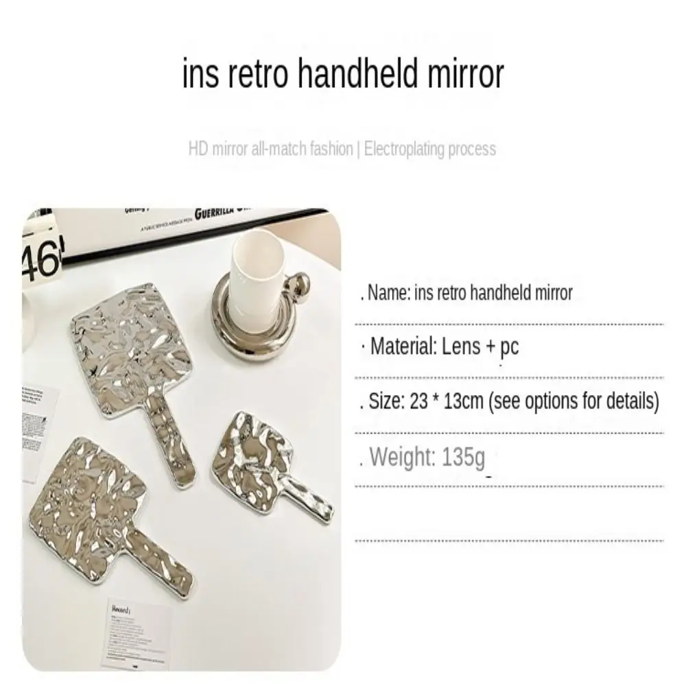 Espelho portátil de alta definição, formato líquido, prata, maquiagem, viagem, quadrado, vaidade, uso doméstico
