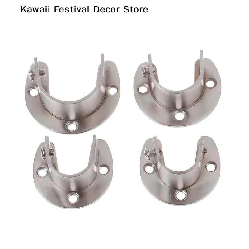 【K】1pcs Wardrobe Bracket Heavy Duty Stainless Steel Rod Socket Flange Rod Holder Closet Rod End Support 19/22/25/32mm U Shaped