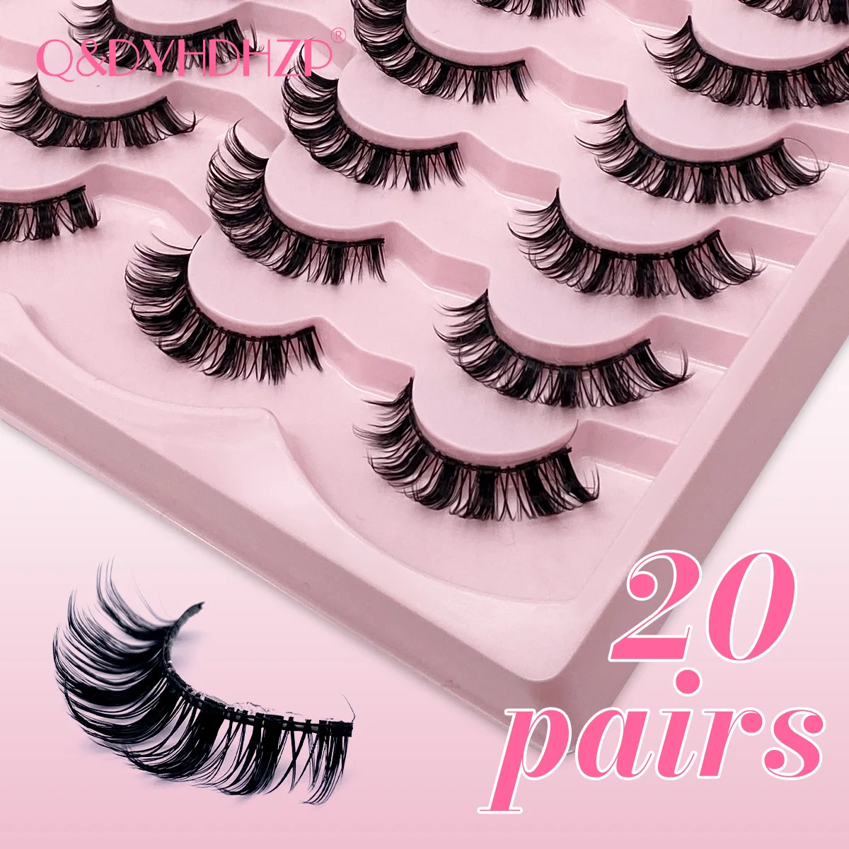 Q&DYHDHZP 20P Dicke, lockige und flauschige künstliche Wimpern, handgefertigte künstliche Wimpern für den täglichen Gebrauch und für Partys