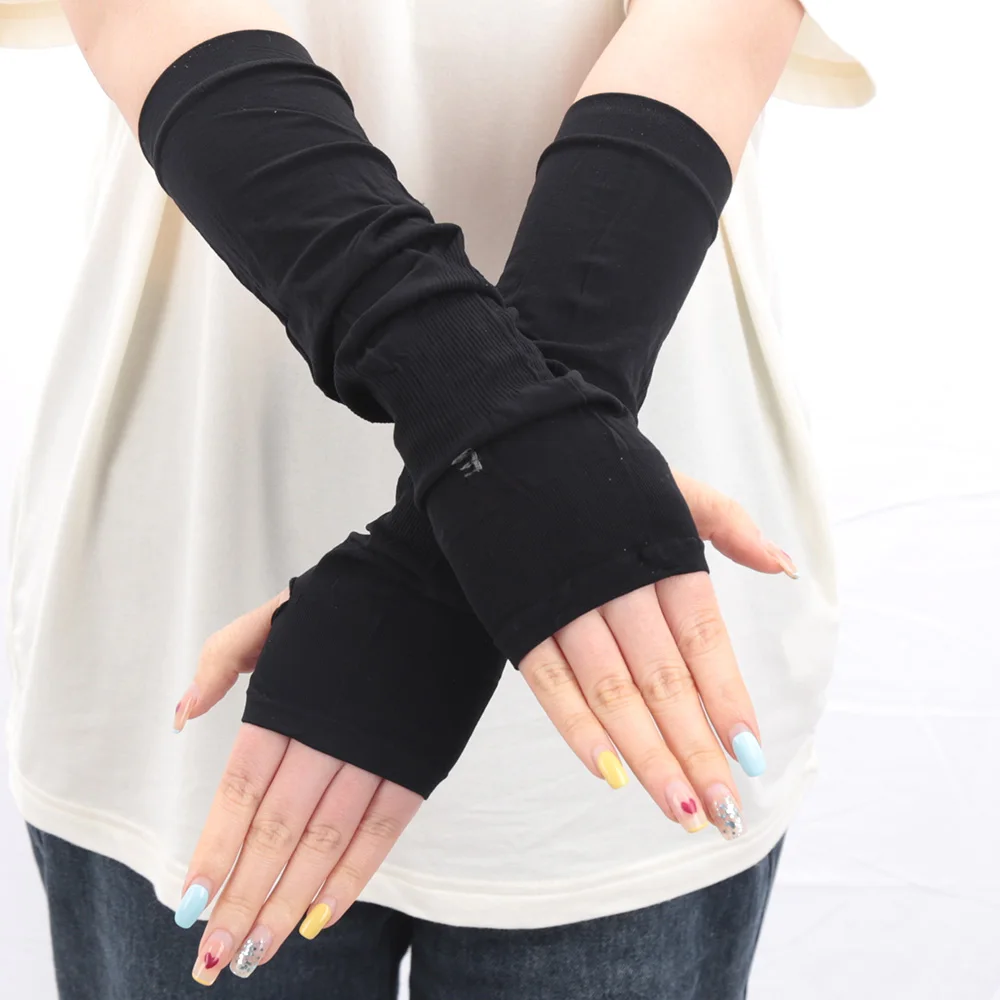 1Pair Cool Arm Sleeves Sunscreen Cuff Mittens Anti-Slip for Men Women Gloves Summer Outdoor Long Riding Uv Sun Protection