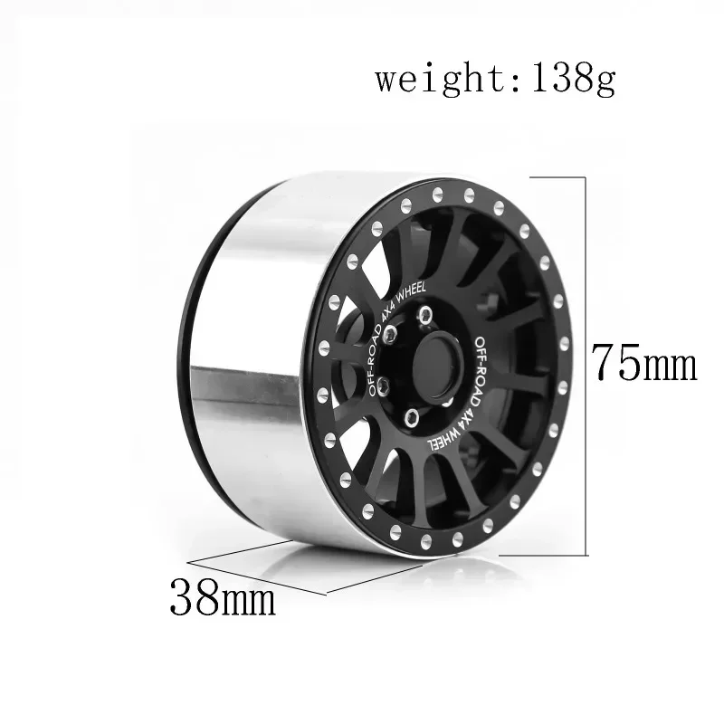 4Pcs 2.6 Inch Metal Beadlock Wheel Rim 135mm Rubber Tire Tyre for 1/10 RC Crawler Car Axial SCX10 Wraith RR10 Capra, 1