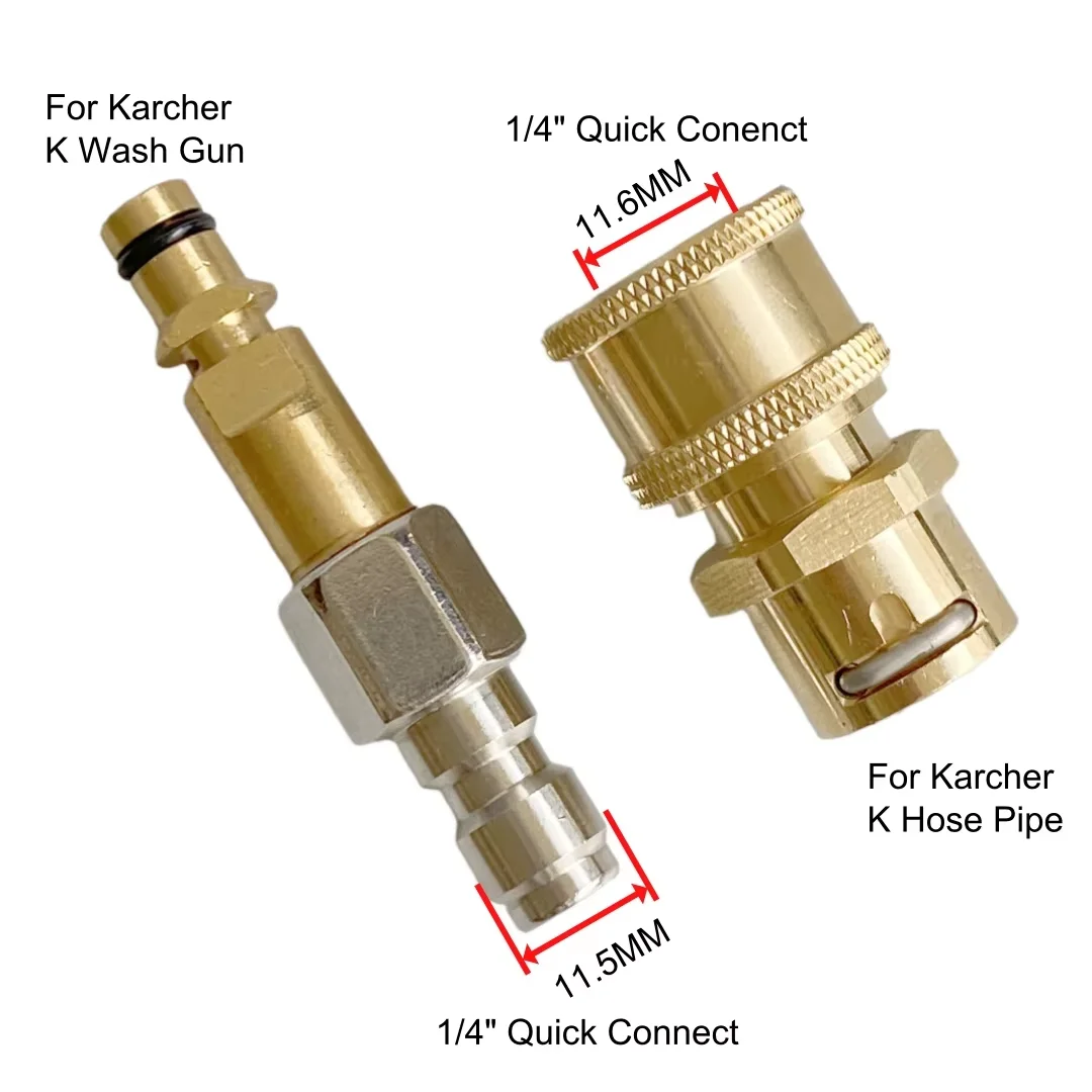 1/4-Zoll-Schnellkupplungs-Düsenadapter, Druckwaschpistolen-Verbinder, zum Anschluss von Schlauch und Waschgerät, kompatibel mit Karcher K2-K7-Serie – Detail 7