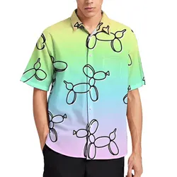 Camisa hawaiana de manga corta para hombre y mujer, Camisa informal con diseño 3d de perro y Globo, ropa de moda para playa y verano