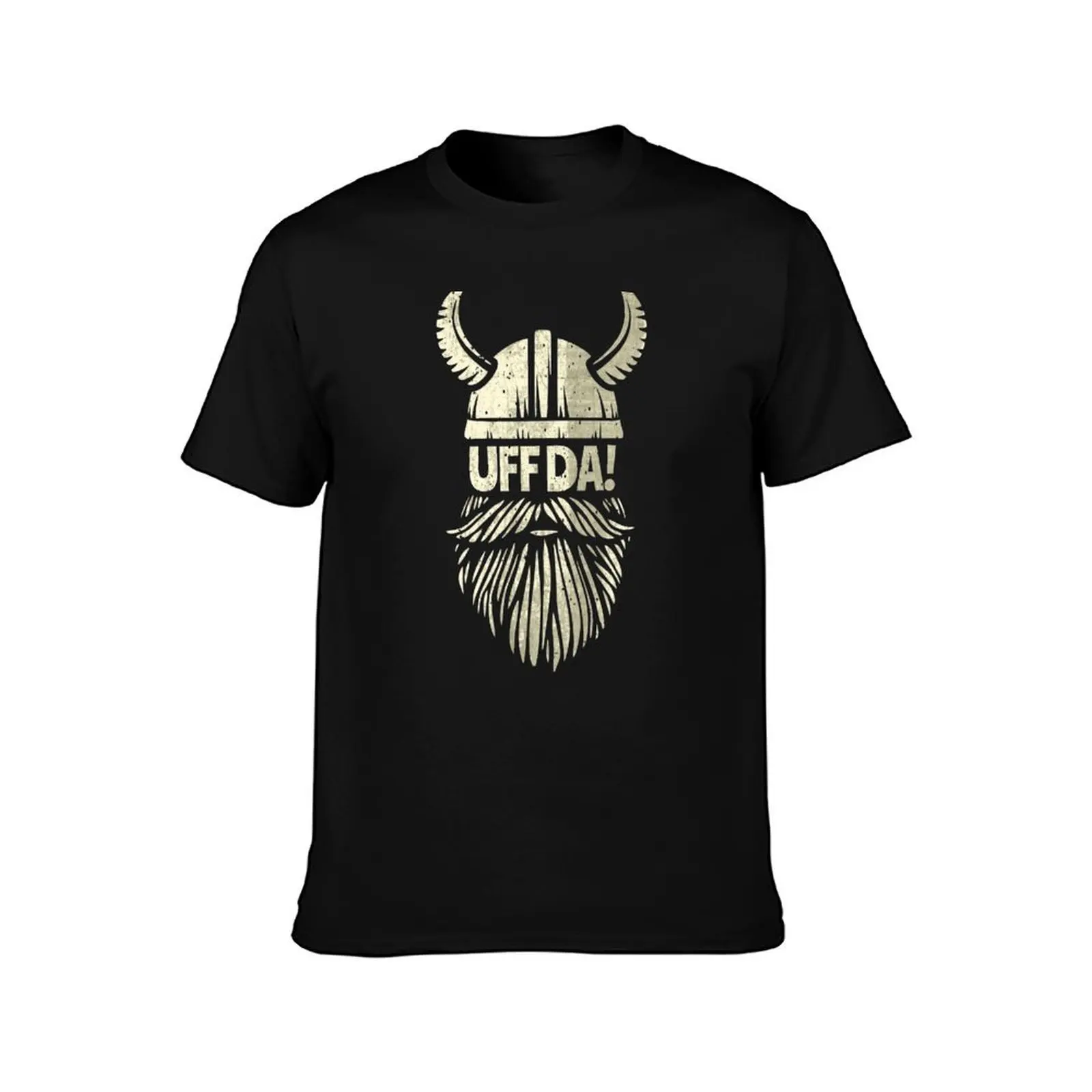 Uff Da Viking Helmet Funny Beard Scandinavian Mythology Popular Norwegian Phrase T-Shirt Casual Fashion Print Tee Top T-Shirt