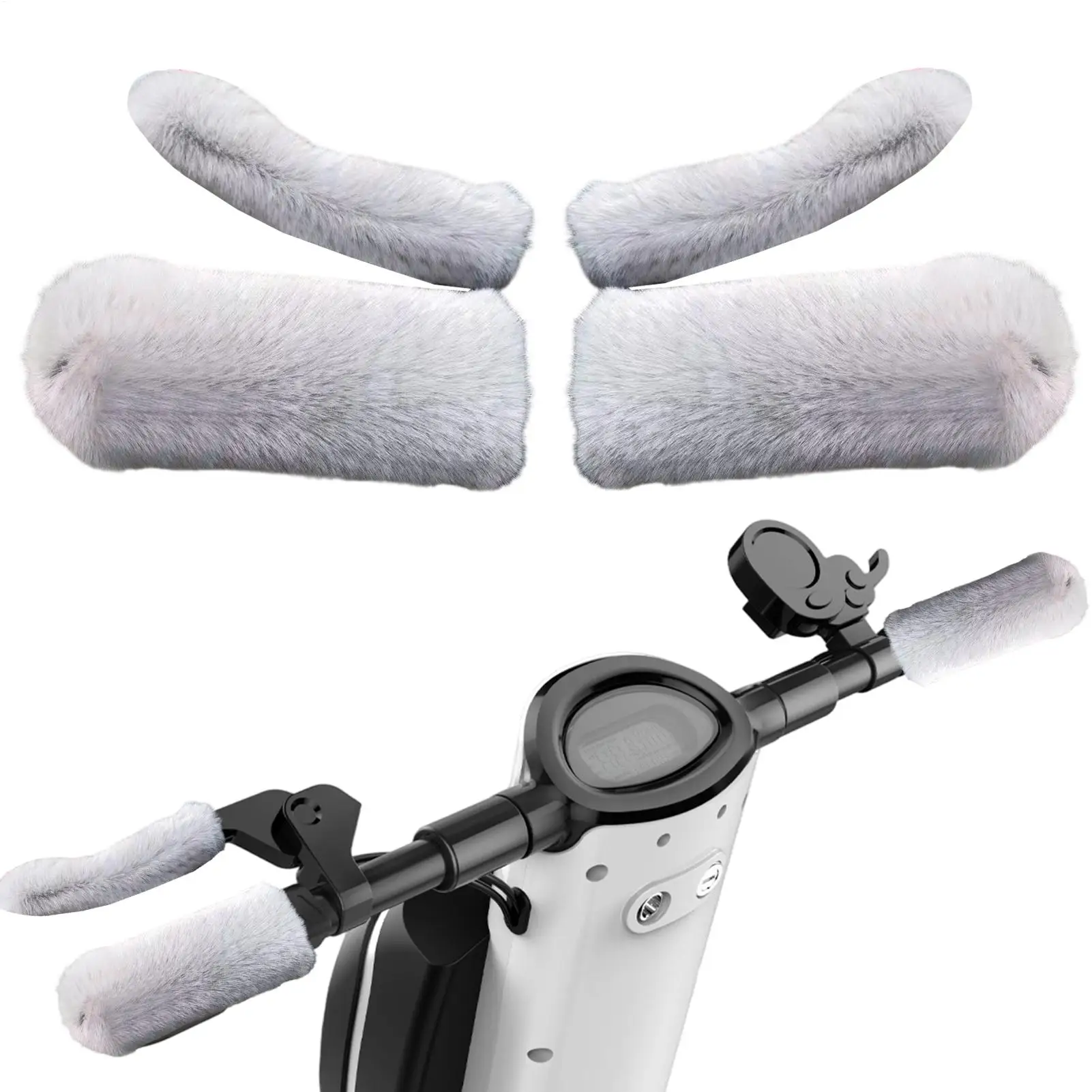 

Зимние теплые электрические мотоциклетные перчатки на руль Mitation Rabbit, плюшевые ручки на руль мотоцикла, термомуфты для мужчин и женщин