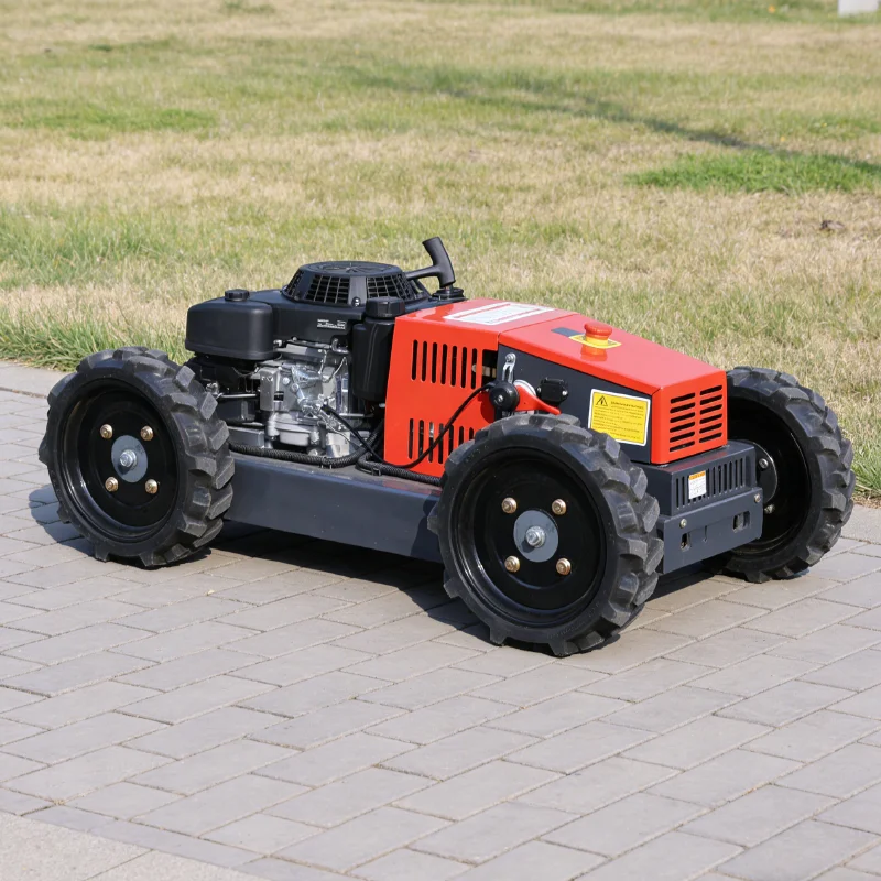 

Customized four-wheel all terrain remote control mowing equipment for orchard lawn weed cleaning