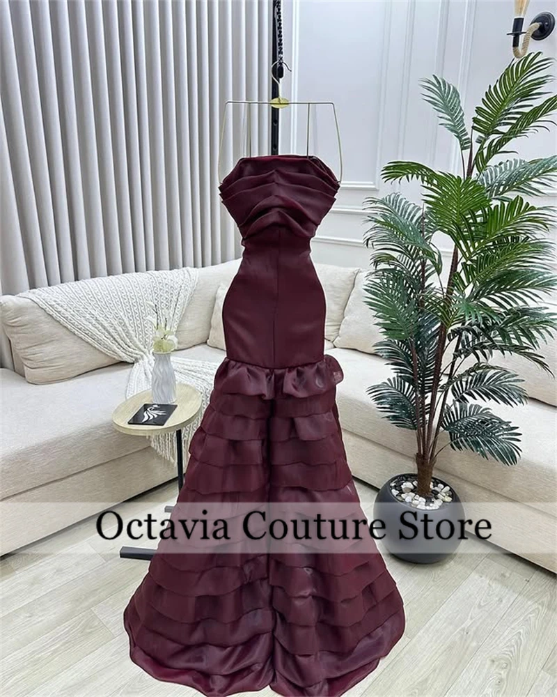 Vestidos de noche color borgoña saudita 2025 Vestidos de fiesta elegantes sin tirantes para festivales de verano Vestido de fiesta فسات prz onderkusو14) Personalizado