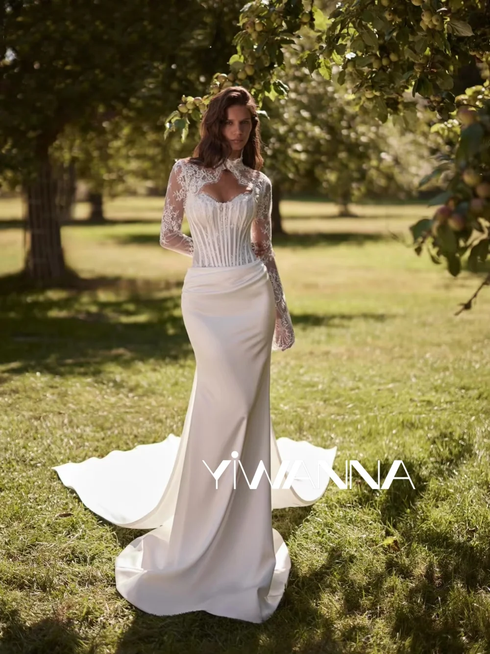 

Detachable Sleeve Pearls Wedding Dress Pleated Satin Mermaid Floor-length Bridal Gown 2026 Customized Dreamy Dresses For Bride