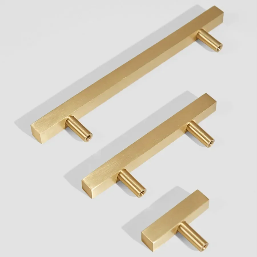 Solid Brass Square Kitchen Cabinet and Storage Handle Luxury Golden Handles for Furniture Drawer Handles Hardware Fitting