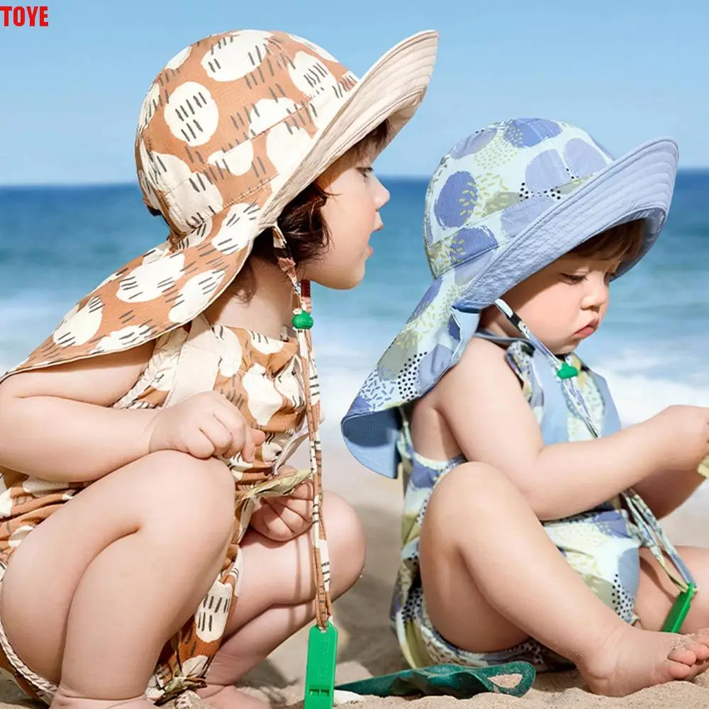 

Korean Style Double Sided Kid Sunhat Shawl Attachment Large Brim Sand Beach Sun Hat Foldable Anti-UV Children's Fisherman Hat