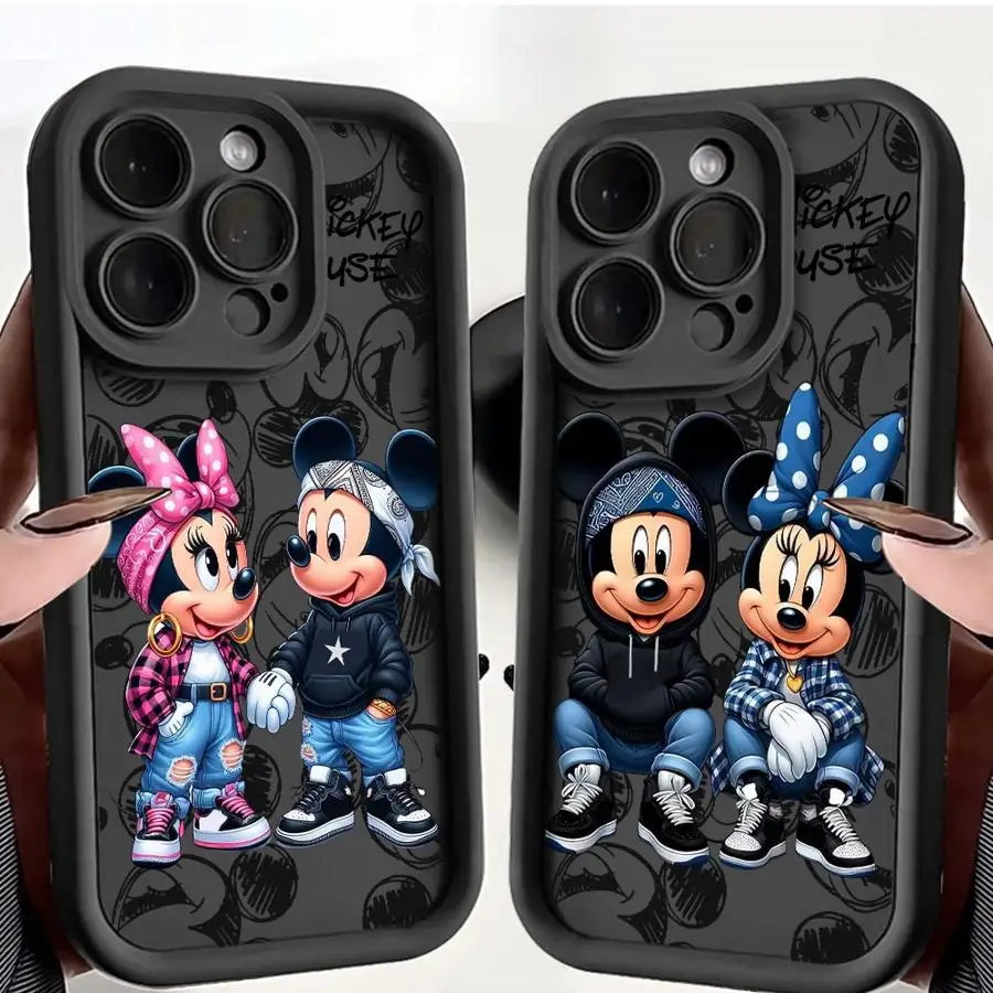 Disney Mickey Minnie Mouse Phone Case for iPhone 11 XR 15 16 Pro Max 14 Plus 13 X 12 Pro XS Max 12 Pro Soft Shockproof Cover