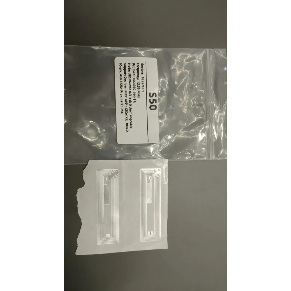 500Pcs RFID 13.56MHz S50 Sticker Wet Inlay 55x18mm