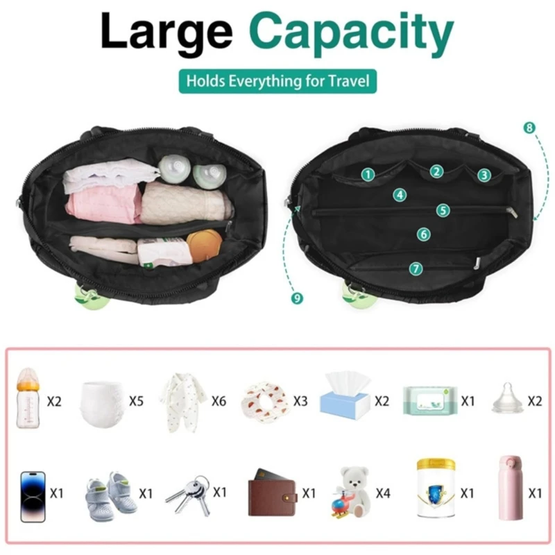 Large Capacity Mom Bag for Easy Organization Baby Essential Like Bottles and Diapers Foldable Storage Organiser