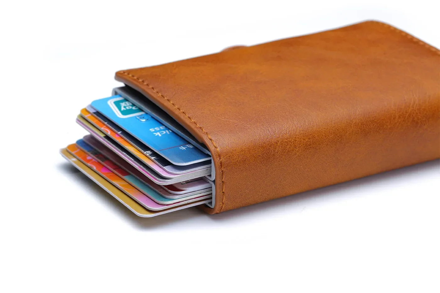 RFID Herren Kartenbrieftasche aus Kohlefaser, Schlanke Mini-Geldbörse mit 14 Kartenfächern, Kleine Geldtasche, Herren-Geldbörsen – Detail 13