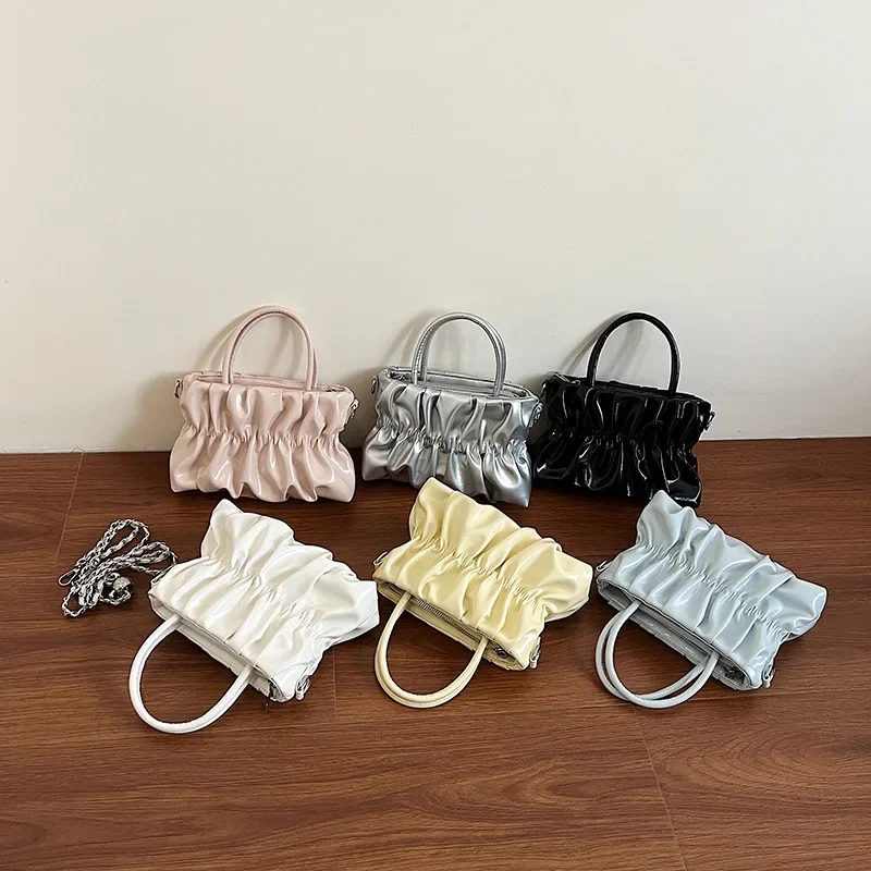 2025年レディースファッションライトラグジュアリープリーツハンドバッグ-ニッチでトレンディな多用途ショルダーメッセンジャーバッグ