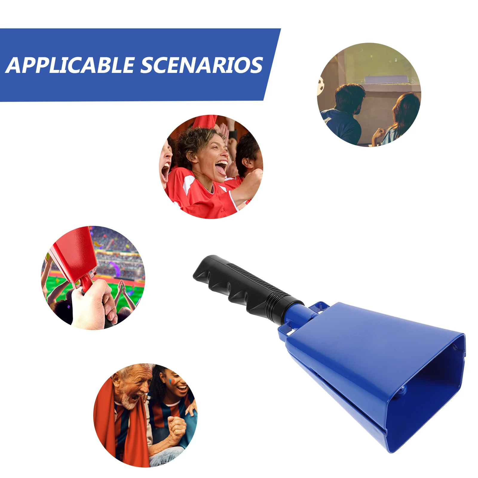 مقبض جرس البقر صانع الضوضاء بصوت عالٍ للأحداث الرياضية لكرة القدم والحفلات المدرسية والمزرعة استخدام أجراس البقر المعدنية الهتاف جرس البقر