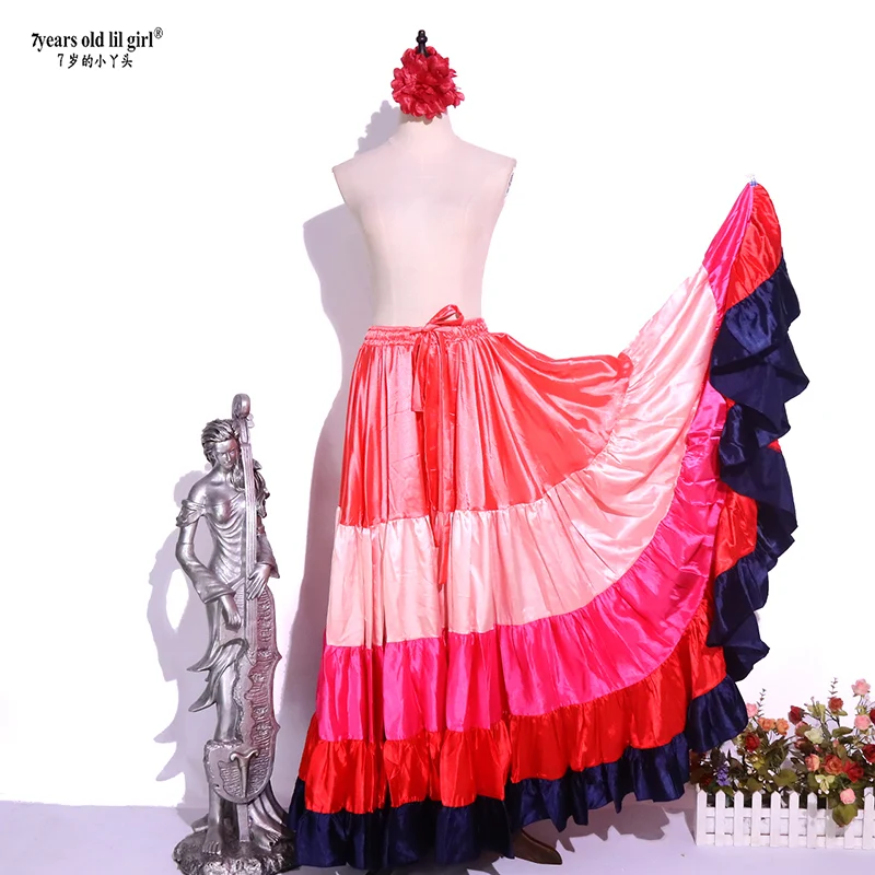 Belly Dancing Tribal Ruffle Flamenco Satin 25 Yard 4 Tiered 20Yard 4 Tiered 720 DegreeS Skirt Gypsy Skir 9EX59