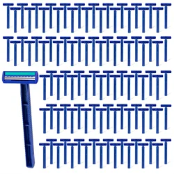 100Pcs/pack Lubricating Strip Twin Blade Disposable Shaving Razors Stainless Steel Razor Blade Beard Shaver for Men Travel Hotel