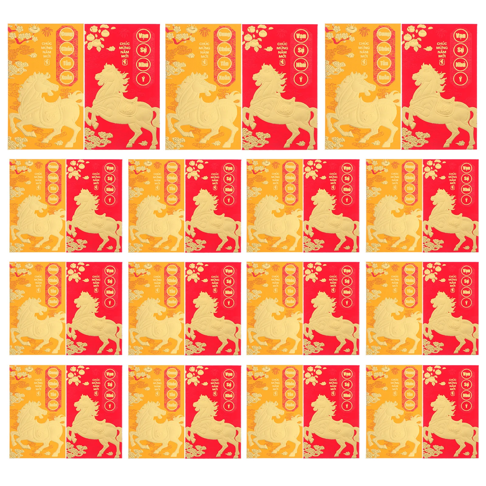 48 pezzi buste rosse vietnamite 2026 anno del cavallo capodanno pacchetti di soldi disegni zodiacali creativi regali del festival di primavera