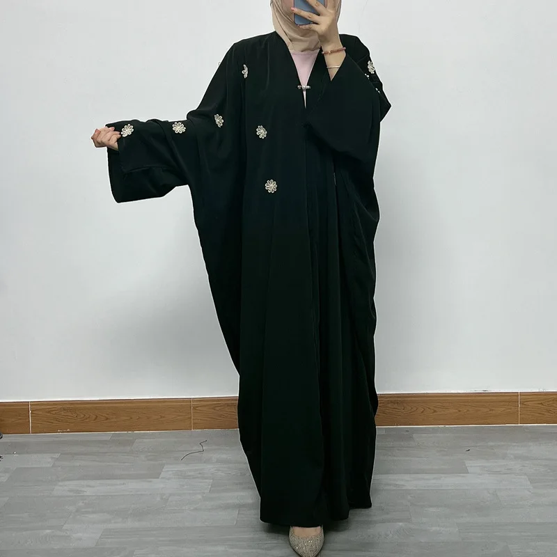 

Elegant Fashion Embroidered Dubai Abaya Dress Middle East Women Loose Long Sleeve Open Front Robe modest dresses