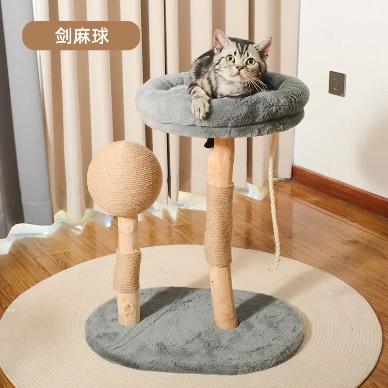 Solid Wood Cat Scratching Post Vertical Sisal Climbing Tower for Sofa Protection Durable Claw Grinder Furniture Guard Custom