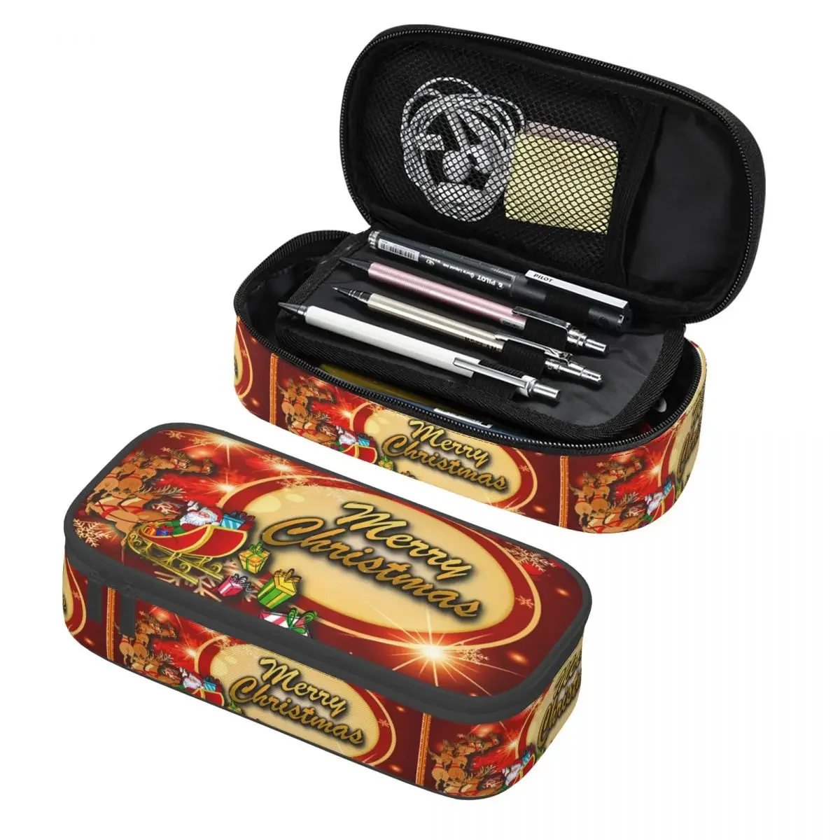 

Merry Christmas Pencil Case Big Capacity Covers Xmas Party Happy New Year Navidad Xmas Gifts Pencil Box Students Stationery