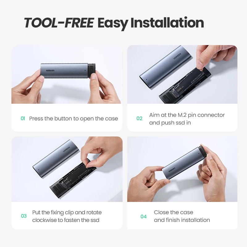 UGREEN M.2 NVMe SSD Vỏ Kép Giao Thức NVMe SATA Sang USB 3.1 Gen2 10 Gbps NVMe PCI-E M.2 SSD Ốp Lưng hỗ Trợ UASP Cho Ổ Cứng