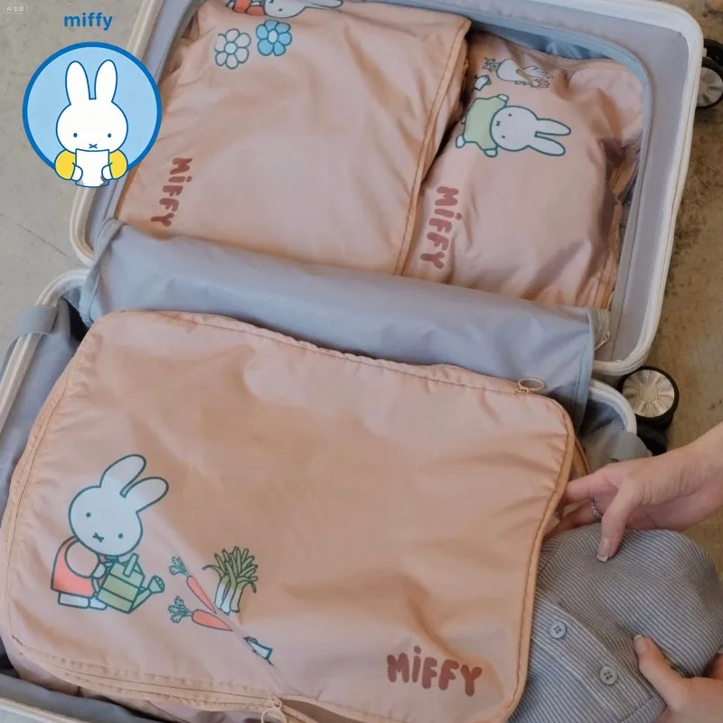 

Kawaii Miffy in Stock Cartoon Luggage Bag Three Piece Set Storage Luggage Sorting Bag Travel Clothing Packaging Bag