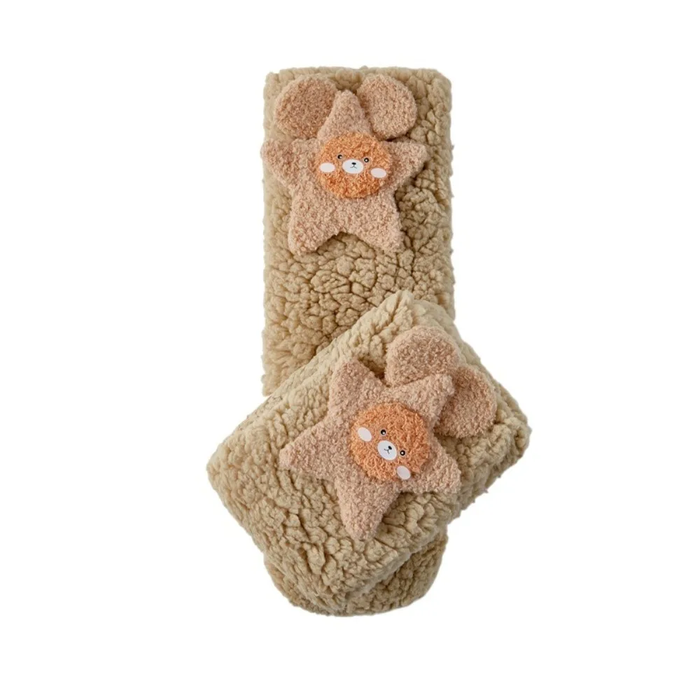 

New Warm Tube Socks Soft Texture Thickened Coral Fleece Sock Cartoon Pattern Mid-Calf Socks Winter