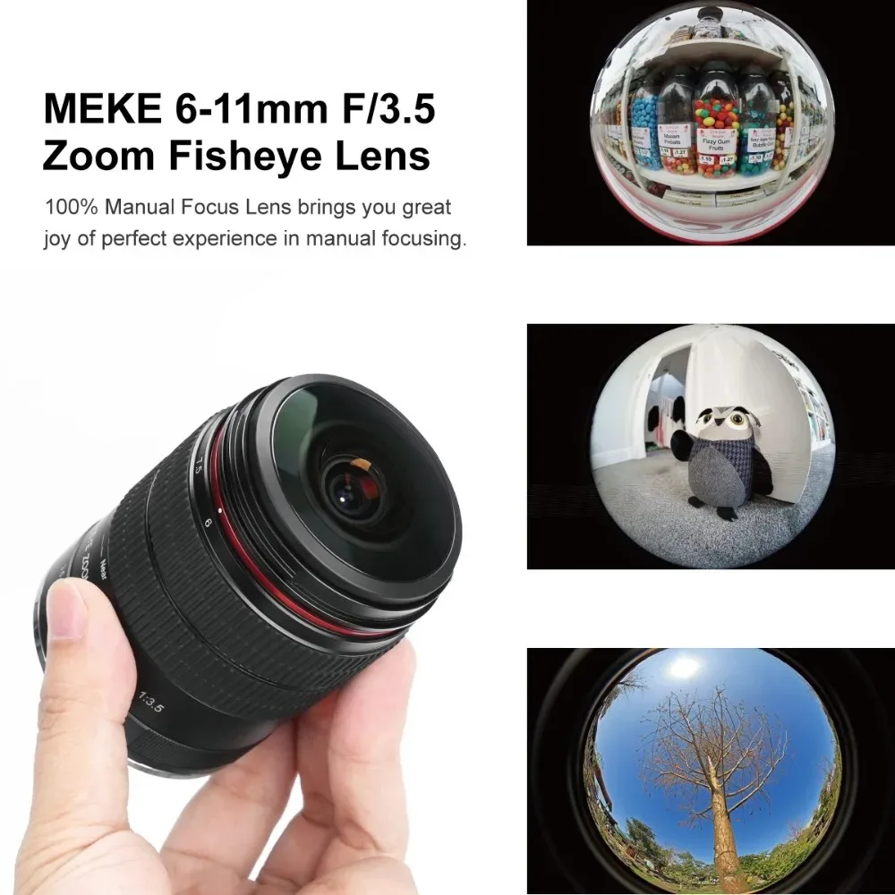 Meike 6-11mm F3.5 APS-C Ultra Wide Zoom Fisheye Lens for Fuji X Sony E Nikon F Mount DSLR Cameras