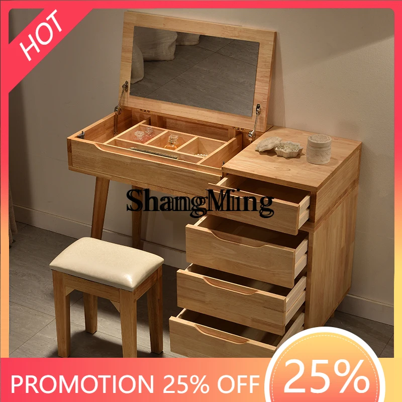 FG good-looking  solid wood dresser bedroom makeup table log wind multi-function with storage cabinet desk