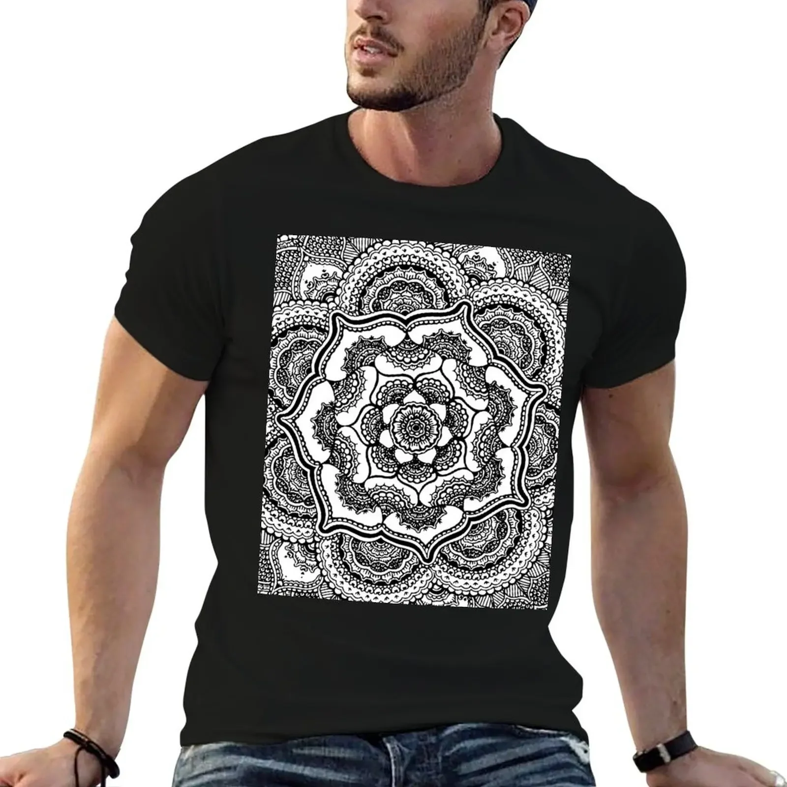 

Spring Lotus || Abstract || Black and White T-Shirt summer shirt sweat luxury clothes men