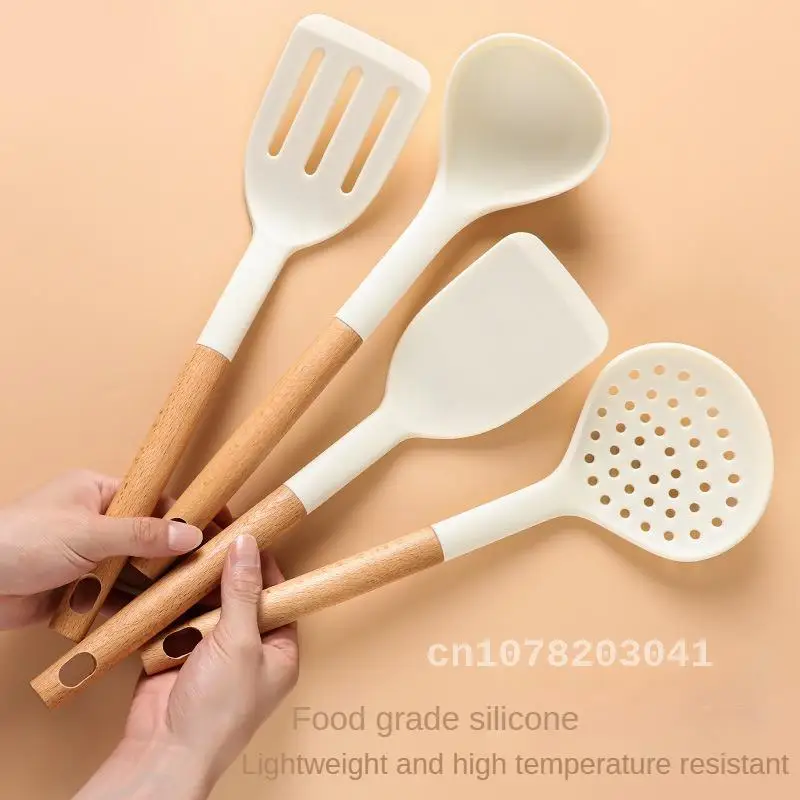 

Premium White Non-stick Silicone Shovel Kitchenware Set - The Ultimate Cooking Companion for Effortless Culinary Delights