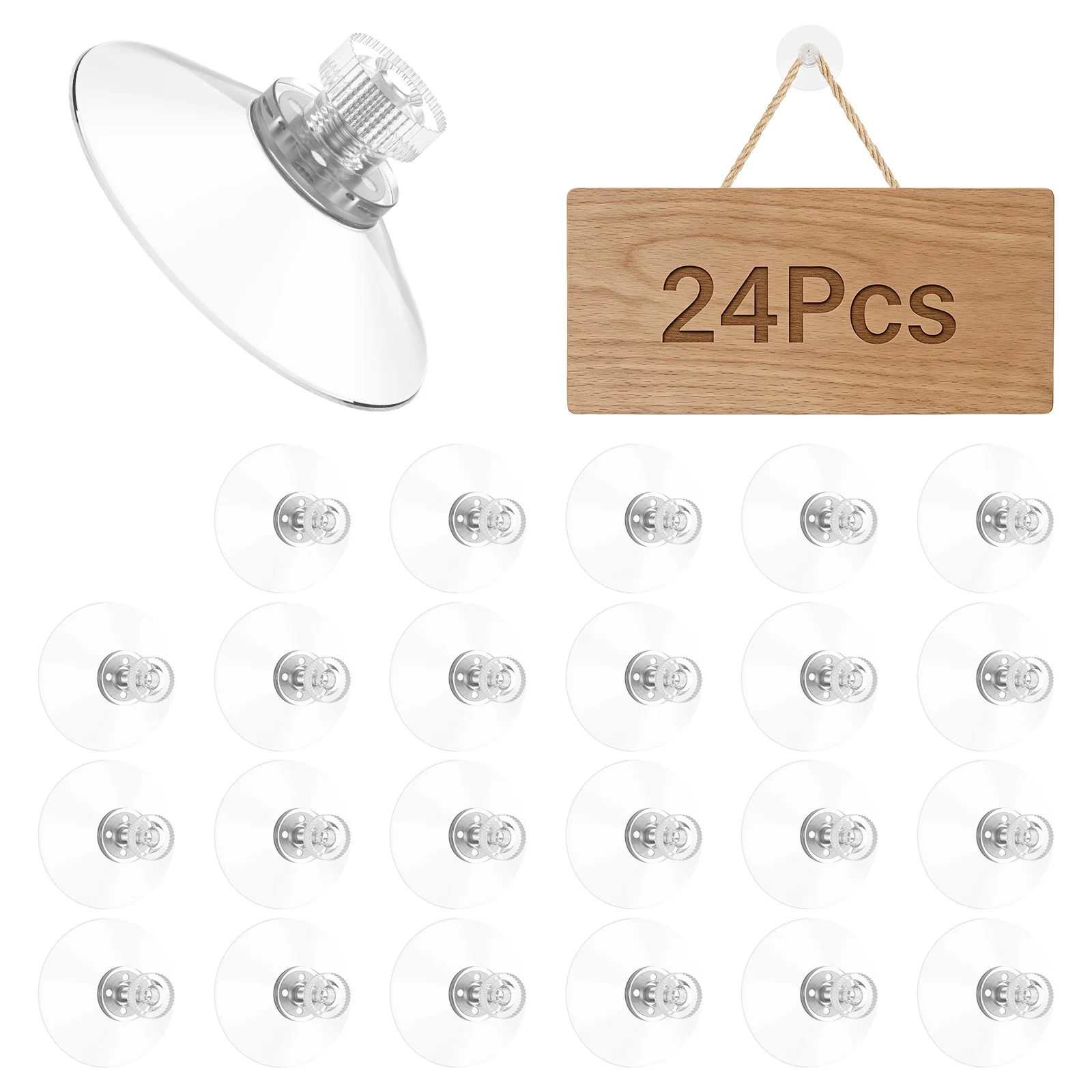 24Pcs 40mm Suction Cups M4 Thread With Screws Nuts Clear PVC No Drill For Glass Tile Window Mirror Smooth Surfaces Reusable Home