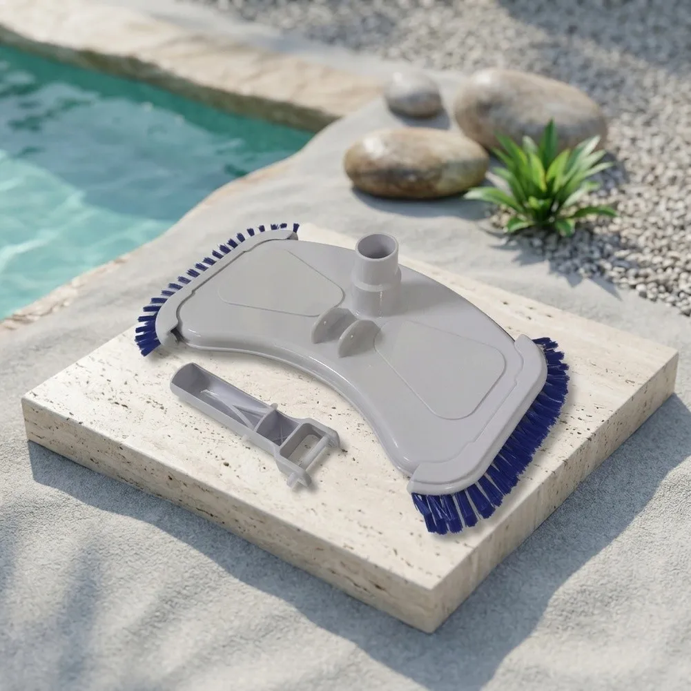 PP Plastic Pool Vacuum Head Featuring Curved Profile and 360-Degree Nylon Brush System for Efficient Debris Removal