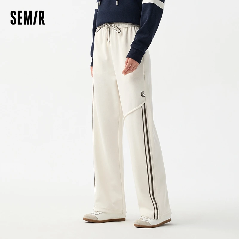 Semir Casual Pants Women Asymmetric Contrast Color Individual Wide-leg Trousers Spring Leg-lengthening Textured Long Trousers