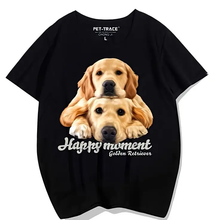 Golden Retriever T-shirt Trendy Brand I Hong Kong Style Men and Women Summer Loose High Street Casual Versatile Half Sleeve