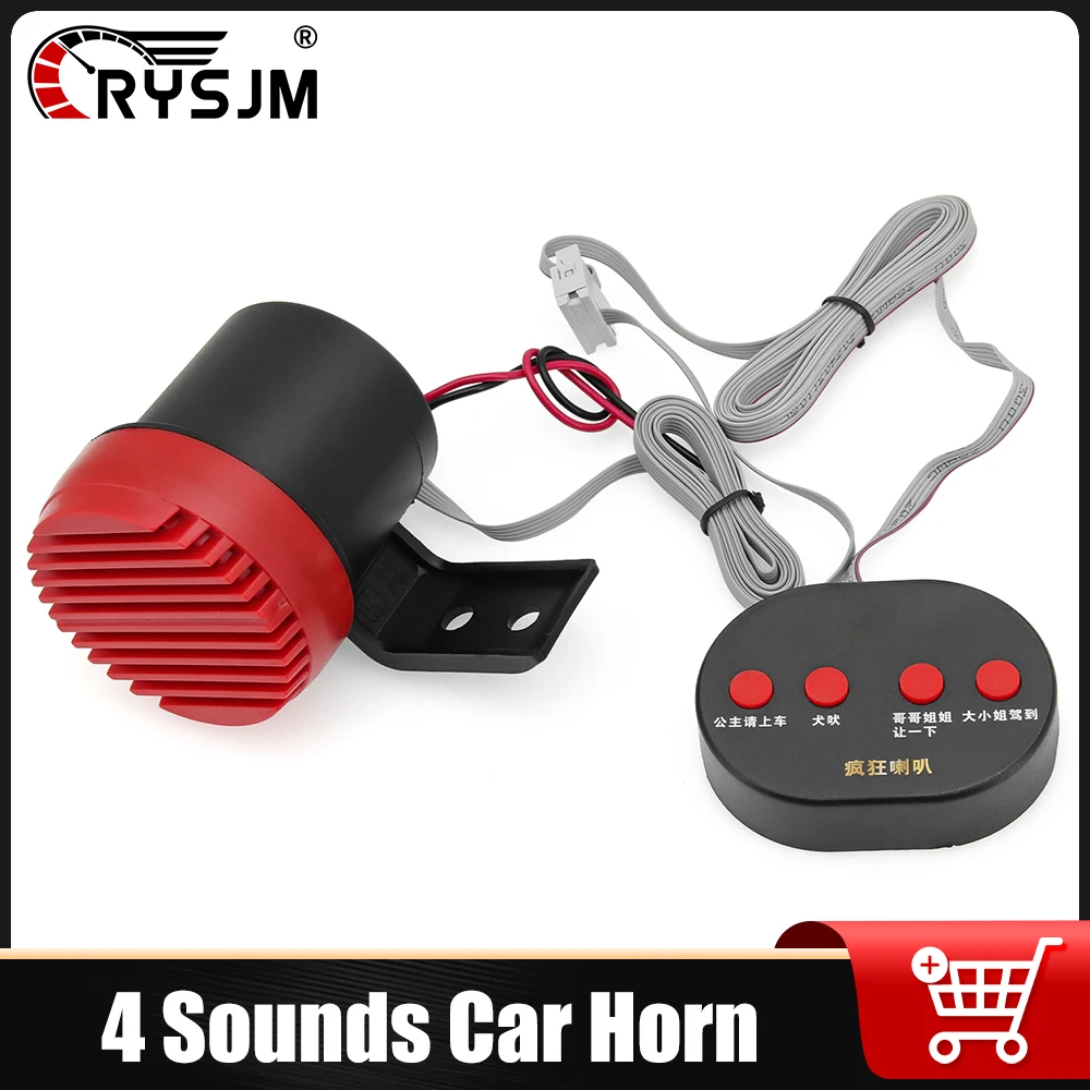 

Funny Dog Barking Speaker Car Horn Dogs Sound With 4 Sounds Auto Modified Horn Voltage Electric Bluetooth-compatible Car Horn