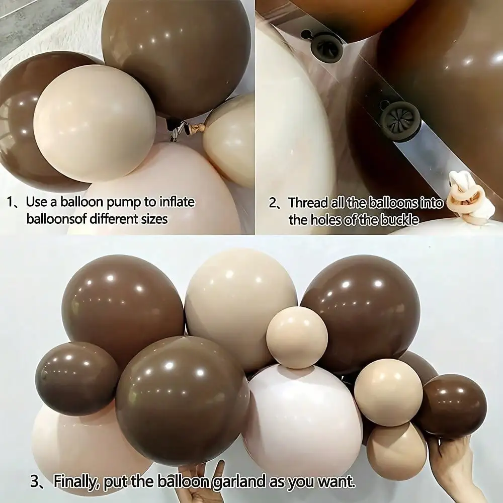 Neutral Coffee Nude Safari Balloon Garland Kit, Matte Cocoa Beige Cream Latex Balloons with Boho Tassel Monkey Foil Balloons, Wild One Jungle Animal Theme Baby Shower Boys 1st Birthday Photo Booth Backdrop Decor Supplies view 5