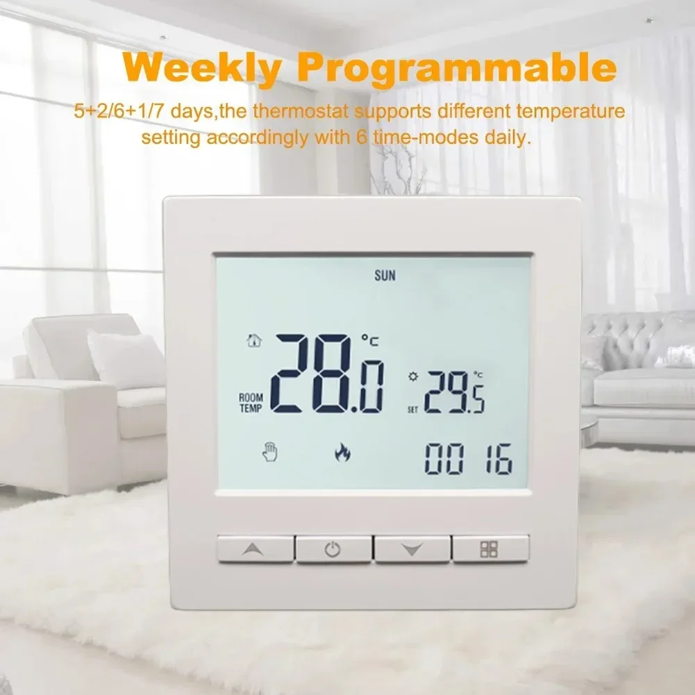 Floor Heating System Digital Thermostat 8.6*8.6*4cm Child Lock Thermostat For Safety Thermostat Child Safety Lock