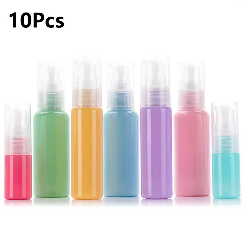 10Pcs 10/30/50ml Refillable Pump Bottle Colorful Lotion Essence Cream Makeup Container Portable Cosmetic Sub-Bottling For Travel