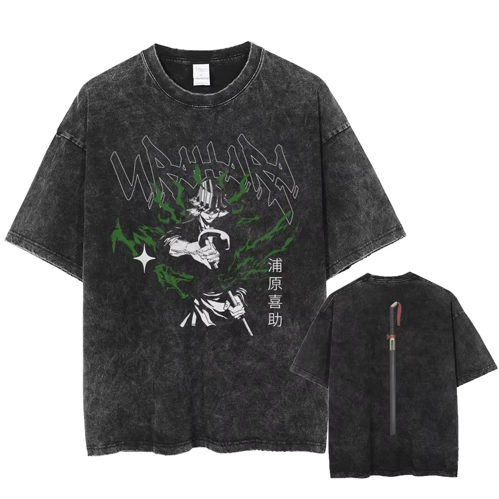 BLEACH Urahara Kisuke T-Shirt für Männer und Frauen, Baumwolle, Grafikdruck, Kurzarm, Rundhals, gewaschenes Streetwear-Tee, Y2K 2026, Bestseller – Detail 2