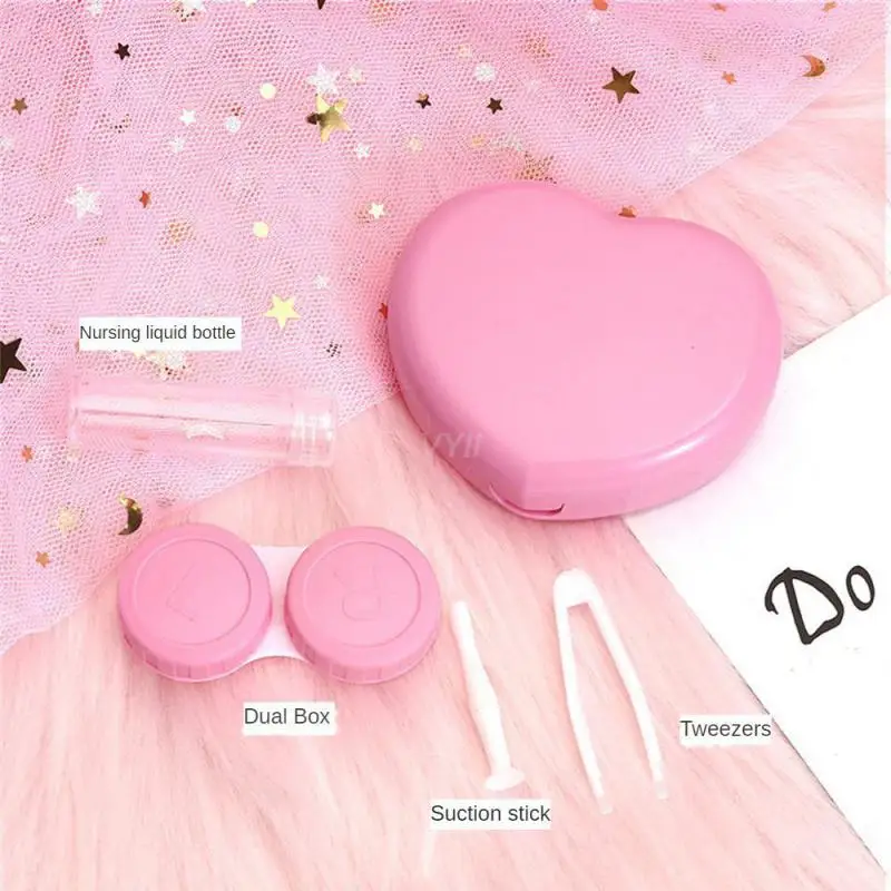 Portable Glasses Case With A Mirror Cute Appearance Convenient Storage Container Travel Contact Lens Box Contact Lens Case