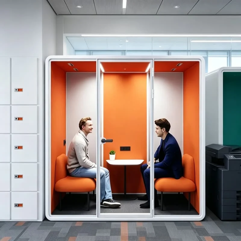 Tempered Glass Soundproof Booth Acoustic Pod Office Cabin For Private Meeting Video Call Customized Prefab Soundproof Booth