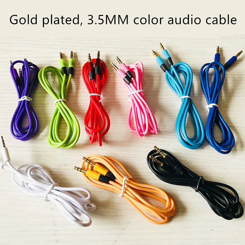 Gold plated plug male to male audio cable 3.5m audio cable AUX color PVC recording cable universal connection cable for vehicle