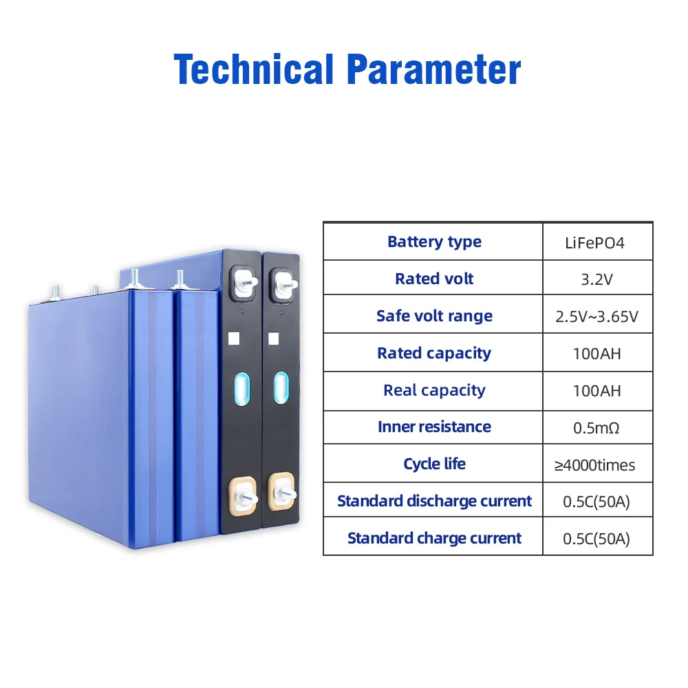 8 buah 100AH LiFePO4 baterai 12V 24V sel prismatis untuk tenaga surya 3.2V nilai LFP 48V Paket isi ulang 3kwh 5kwh sistem