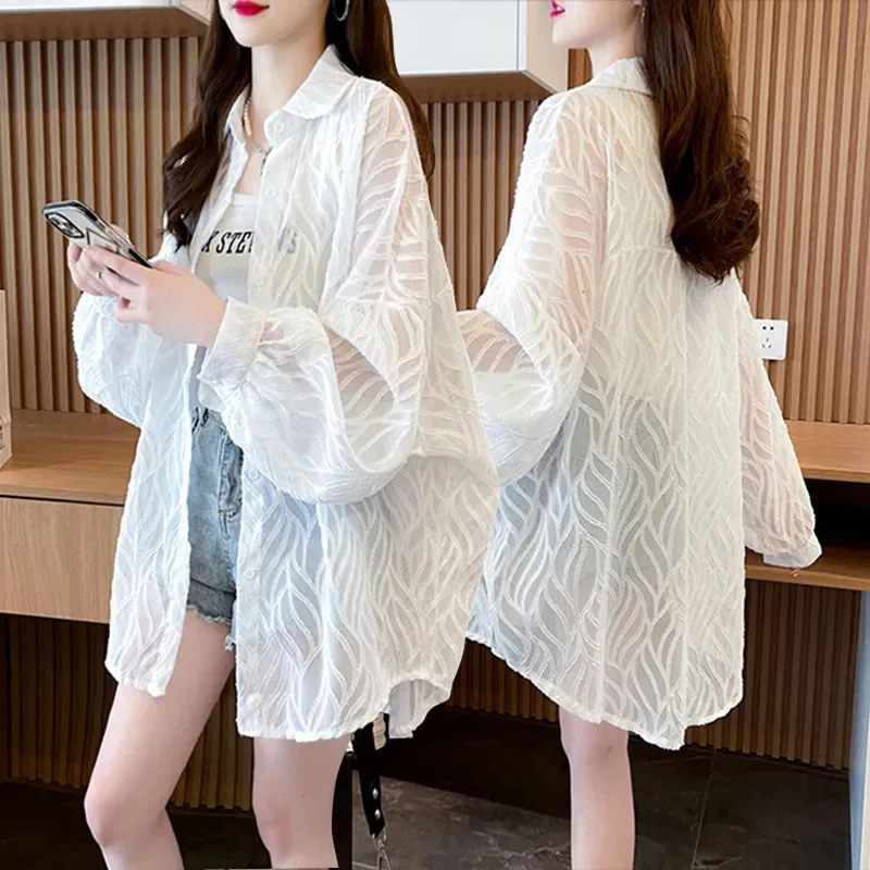 Summer Light Breathable Sun Protection Shirt Womens New Relaxed Long Sun Protection Coat Female Casual Sun Prevent Bask Blouse