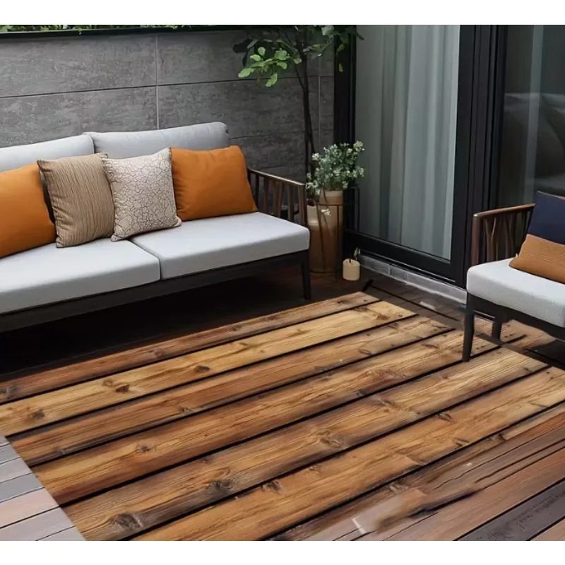 Holzmaserung bedruckte Fläche Pad weiches Wohnzimmer Schlafzimmer Küche Retro blau und braun Schlafzimmer Boden Pad Retro Retro Holzmaserung Pad