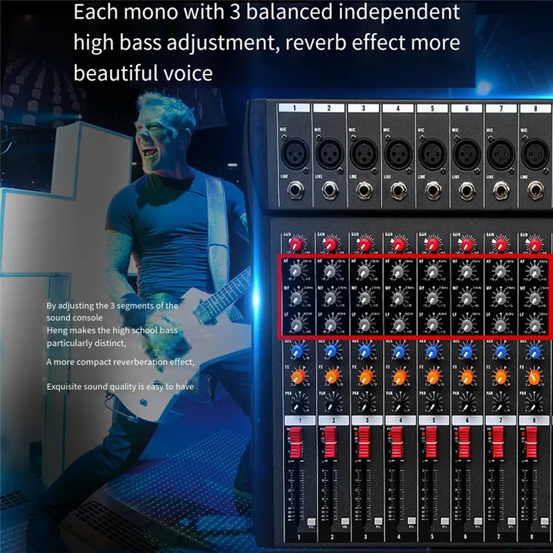 

【Flash Sale】CT80 Professional Audio Mixer 8-Channel Bluetooth USB Effect 48V Recording Stage Party Sound Mixer Console